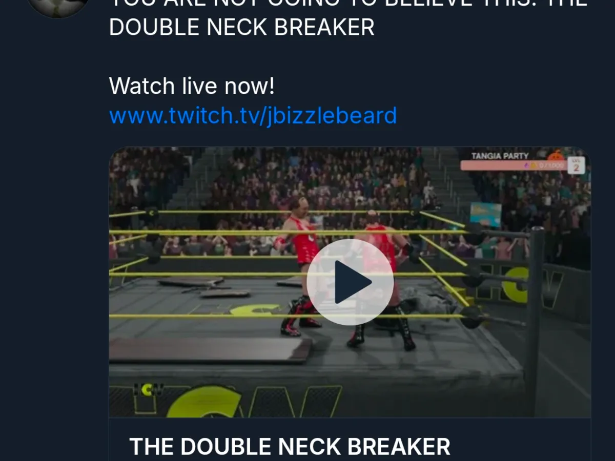 HCW match — Bluesky cross-post with embedded Twitch clip